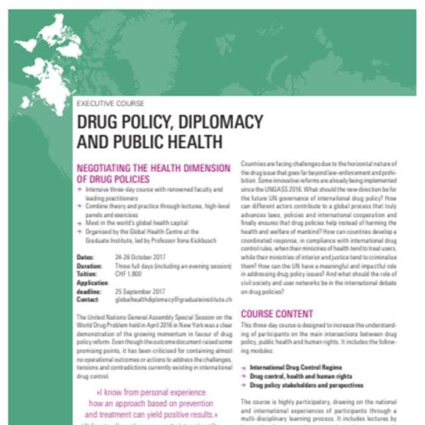 Course: Drug Policy, Diplomacy and Global Public Health