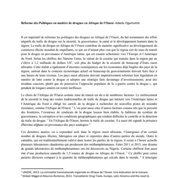 Réforme des Politiques en matière de drogues en Afrique de l’Ouest 