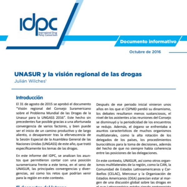 UNASUR y la visión regional de las drogas