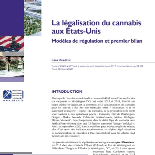 La légalisation du cannabis aux États-Unis - Modèles de régulation et premier bilan