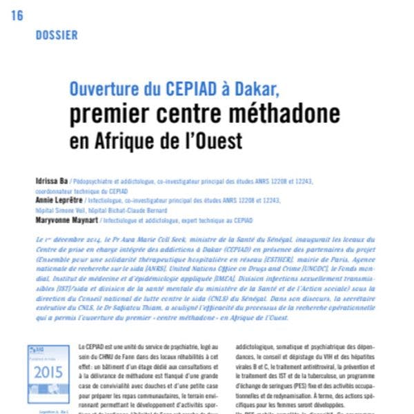 Ouverture du CEPIAD à Dakar, premier centre méthadone en Afrique de l’Ouest