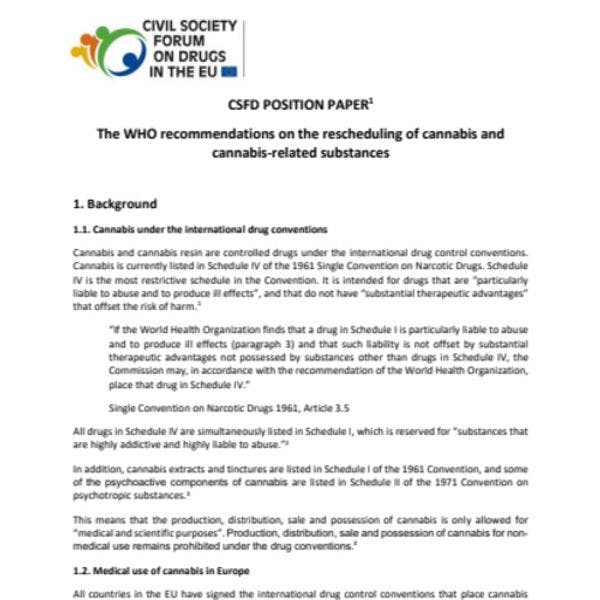 The WHO recommendations on the rescheduling of cannabis and cannabis-related substances