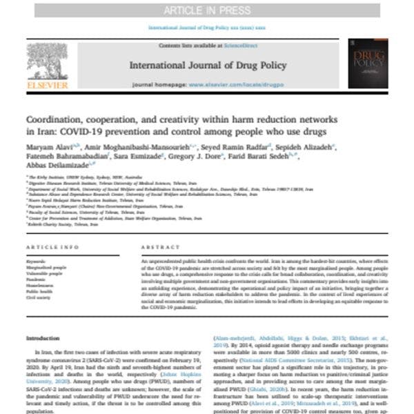 Coordination, cooperation, and creativity within harm reduction networks in Iran: COVID-19 prevention and control among people who use drugs