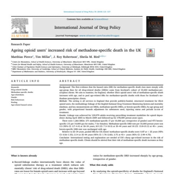 Ageing opioid users’ increased risk of methadone-specific death in the UK