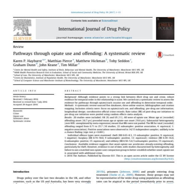 Pathways through opiate use and offending: A systematic review