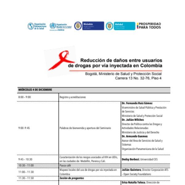 Reducción de daños entre usuarios de drogas por vía inyectada en Colombia