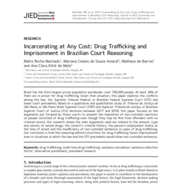 Prisión cueste lo que cueste: Tráfico de drogas y encarcelamiento desde la lógica de los tribunales brasileños