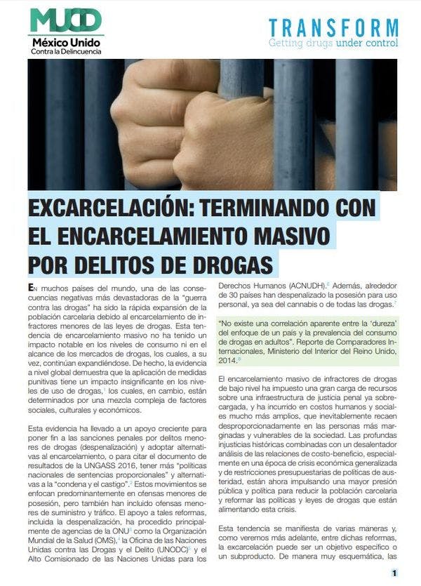 Excarcelación: Terminando con el encarcelamiento masivo por delitos de droga