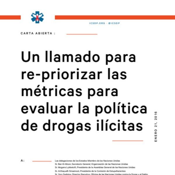 Un llamado para re-priorizar las métricas para evaluar la política de drogas ilícitas