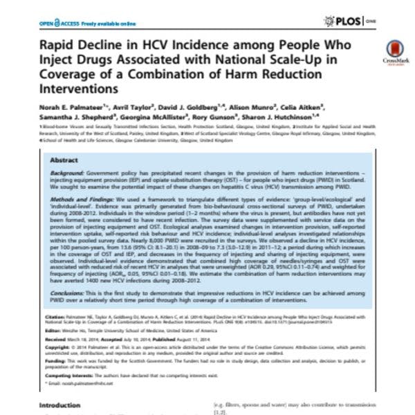 Rapid decline in HCV incidence among people who inject drugs associated with national scale-up in coverage of a combination of harm reduction interventions