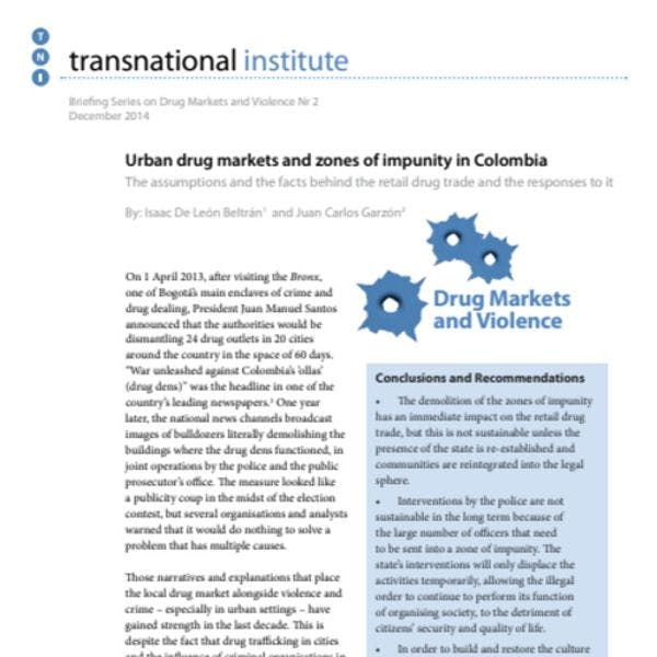 Marchés des drogues urbains et zones d'impunité en Colombie