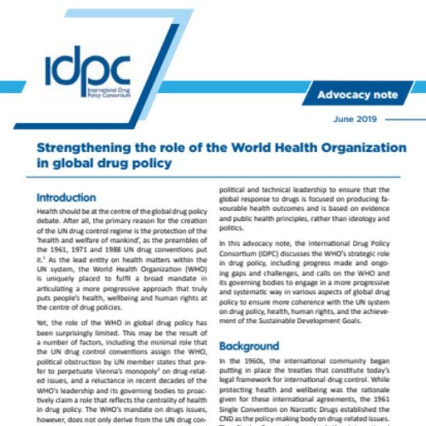 Renforcer le rôle de l’OMS dans la gouvernance internationale sur les politiques des drogues