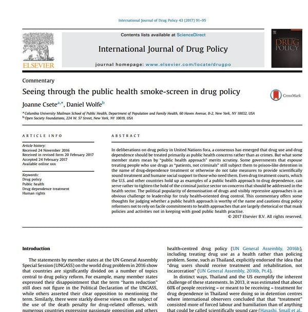 Mirando a través de la pantalla de humo de la salud pública en las políticas de drogas