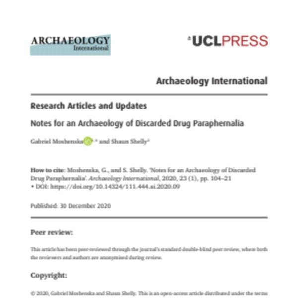 Notas para una arqueología de parafernalia de drogas desechada