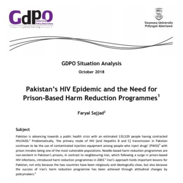 Pakistan’s HIV epidemic and the need for prison-based harm reduction programmes