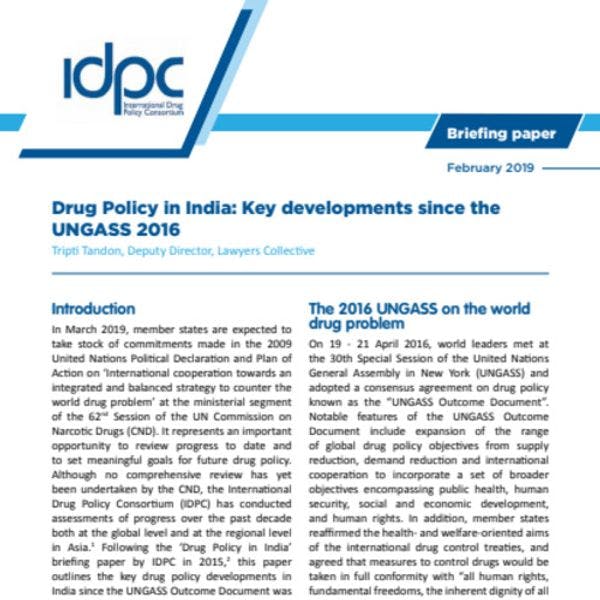 Politiques des drogues en Inde : principales évolutions depuis l’UNGASS de 2016