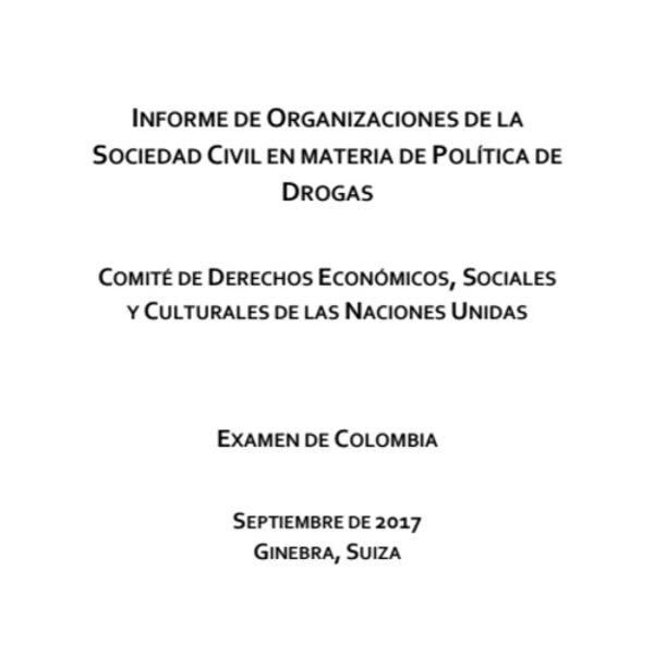 Informe de organizaciones de la sociedad civil en materia de política de drogas: Examen de Colombia