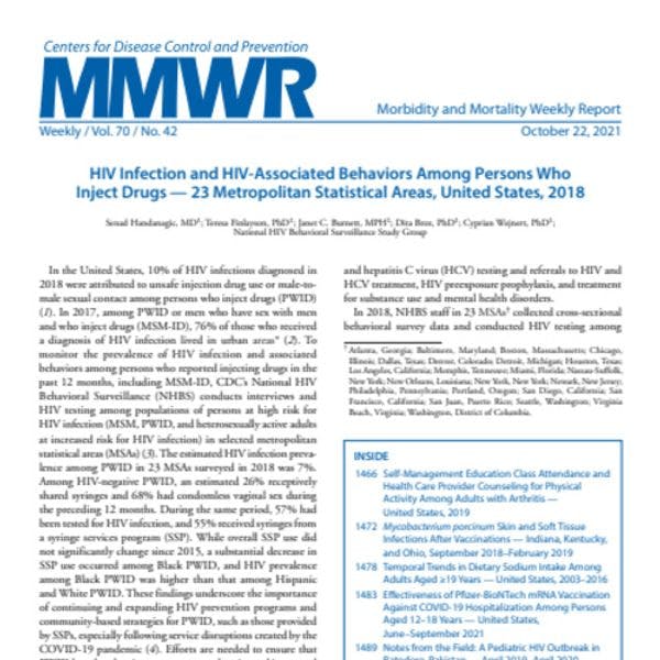 HIV infection and HIV-associated behaviours among persons who inject drugs in the United States