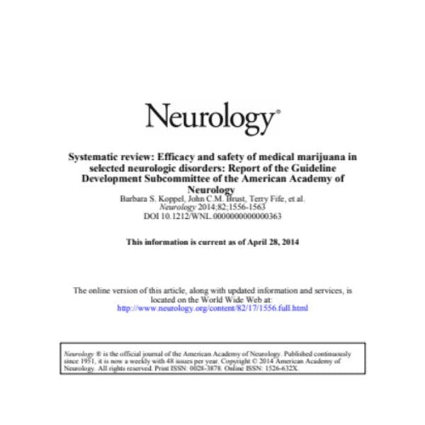 Systematic review: Efficacy and safety of medical marijuana in selected neurologic disorders