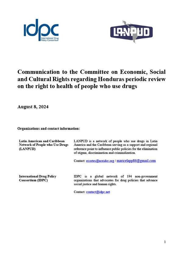 Communication au Comité des Droits Économiques, Sociaux et Culturels, concernant l'examen périodique du Honduras