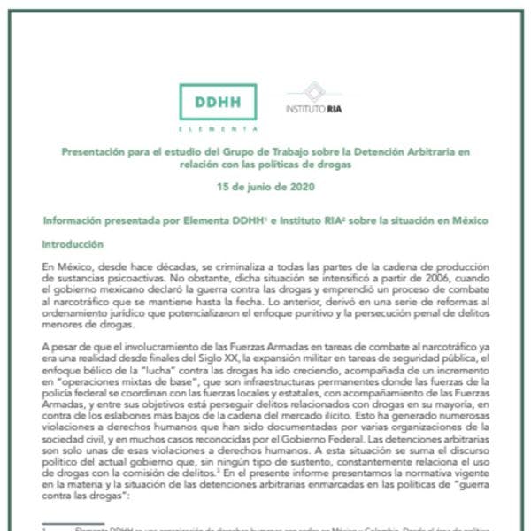 México - Presentación para el estudio del Grupo de Trabajo sobre la Detención Arbitraria en relación con las políticas de drogas