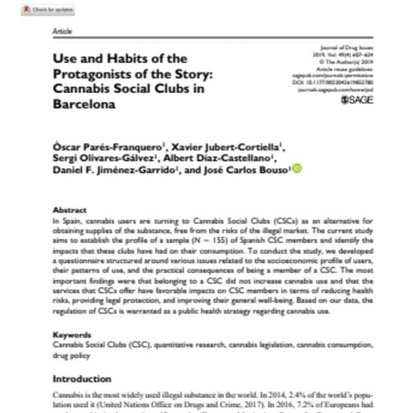 Use and habits of the protagonists of the story: Cannabis social clubs in Barcelona