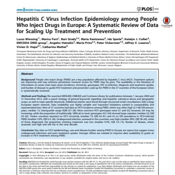 Epidémiologie de l’infection au virus de l’hépatite C parmi les usagers de drogues injectables en Europe 