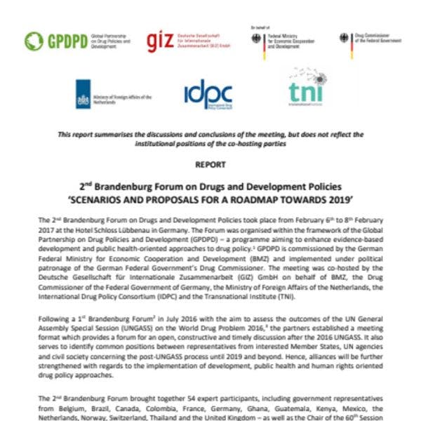 2e Forum de Brandebourg sur les Politiques des Drogues et les Politiques de Développement : « Scénarios et propositions pour une feuille de route vers 2019 »