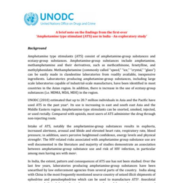 La consommation de substances de type amphétamine en Inde - Une étude préliminaire