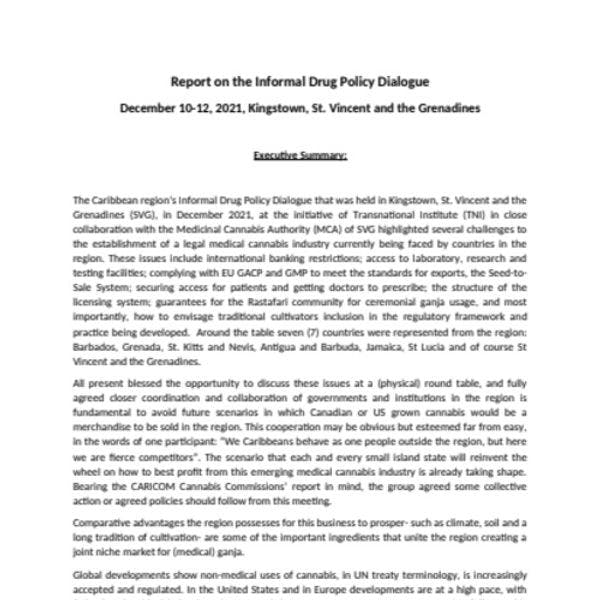 Rapport du dialogue informel des Caraïbes sur la politique en matière de drogues concernant l'avenir du cannabis