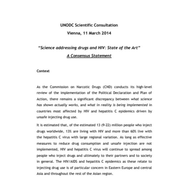 Comment la science peut gérer les problèmes de drogue et le VIH: état des lieux 