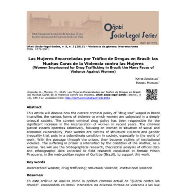 Mujeres encarceladas por tráfico de drogas en Brasil: Los muchos rostros de la violencia contra las mujeres 