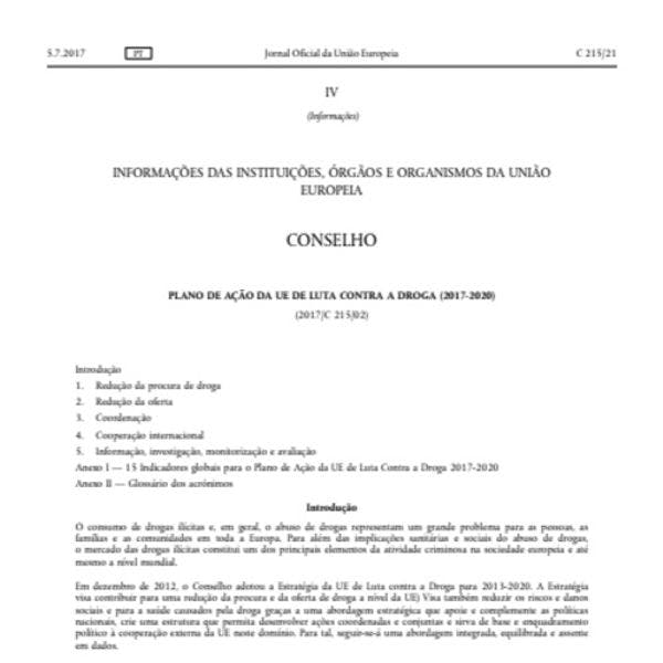 Plano de ação da UE de luta contra a droga 2017-2020