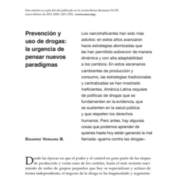 Prevención y uso de drogas: la urgencia de pensar nuevos paradigmas