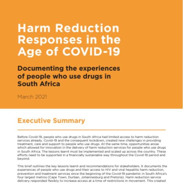 Interventions en matière de réduction des risques à l’ère du COVID-19 : Documenter les expériences des usagers de drogues en Afrique du Sud