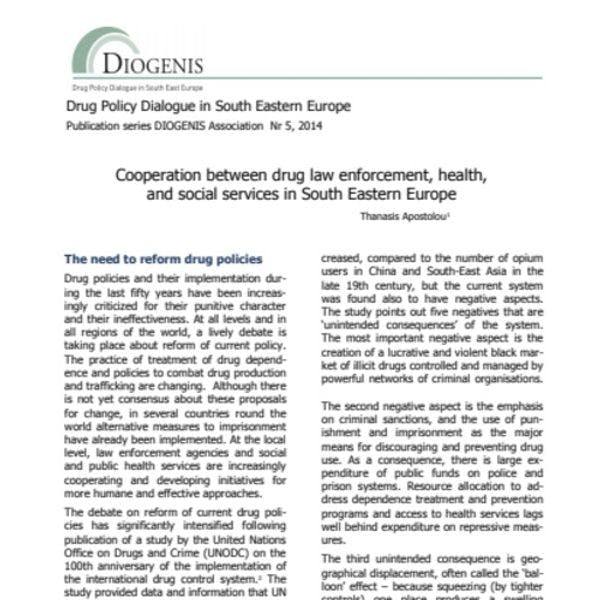 Cooperation between drug law enforcement, health, and social services in South Eastern Europe