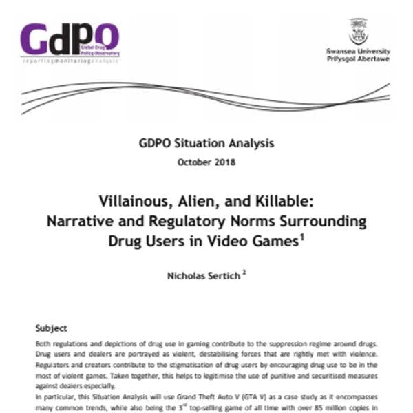 Villainous, alien, and killable: Narrative and regulatory norms surrounding drug users in video games