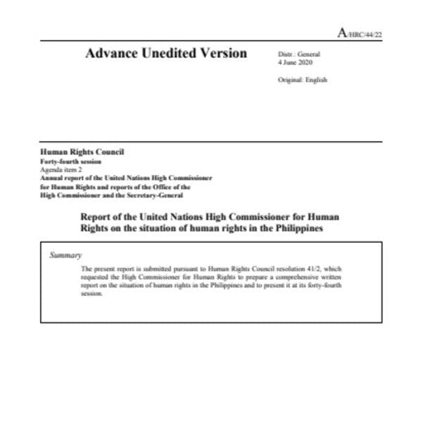 Situation of human rights in the Philippines - OHCHR report