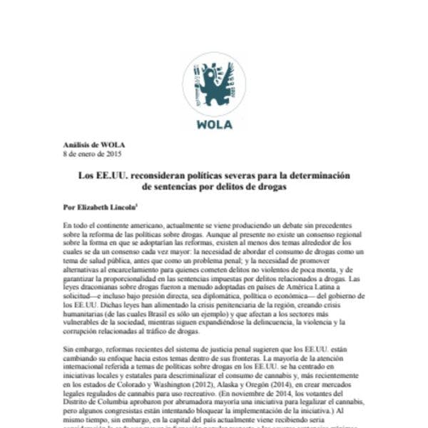 Los EE.UU. reconsideran políticas severas para la determinación de sentencias por delitos de drogas