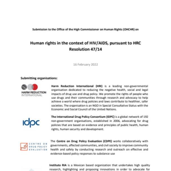 Derechos humanos en el contexto de VIH/SIDA – Aporte a la ACNUDH