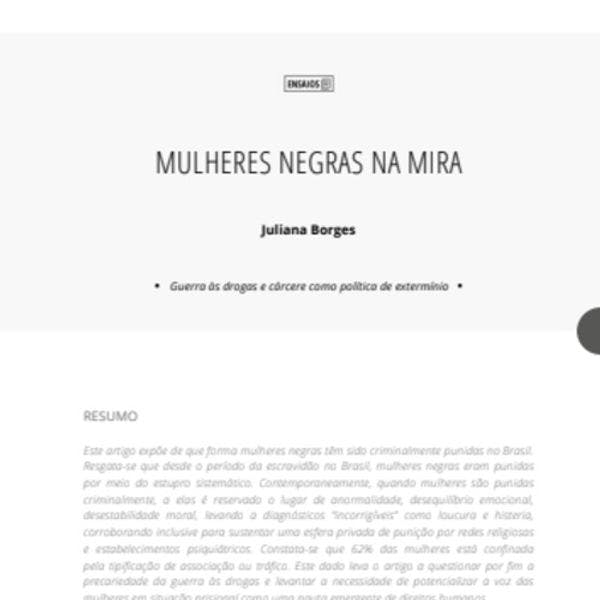 Mulheres negras na mira: Guerra às drogas e cárcere como política de extermínio