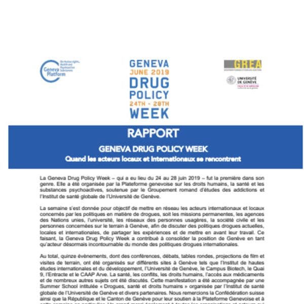 Geneva drug policy week : Quand les acteurs locaux et internationaux se rencontrent 