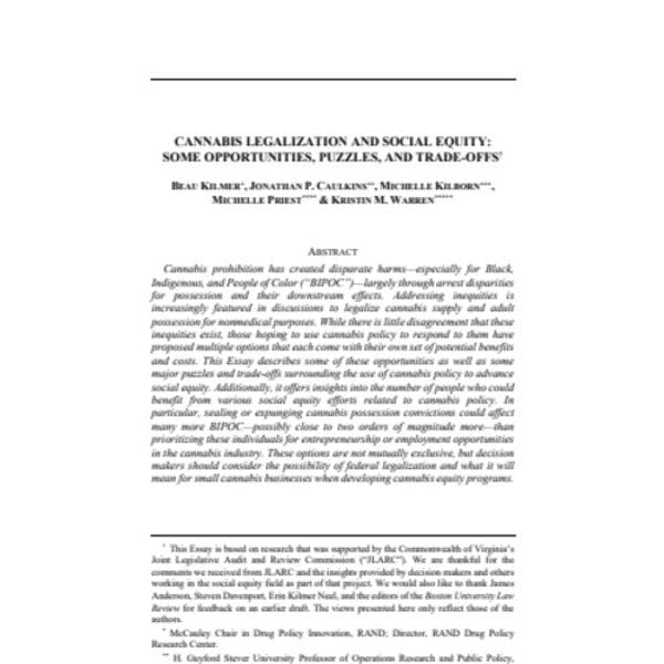 Legalización del cannabis y equidad social: algunas oportunidades, rompecabezas y concesiones