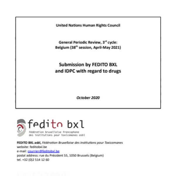 Salud y personas que consumen drogas: Recomendaciones sobre el  Examen Periódico Universal (UPR) de Bélgica