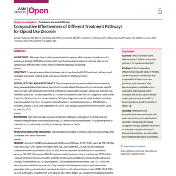 Comparative effectiveness of different treatment pathways for opioid use disorder