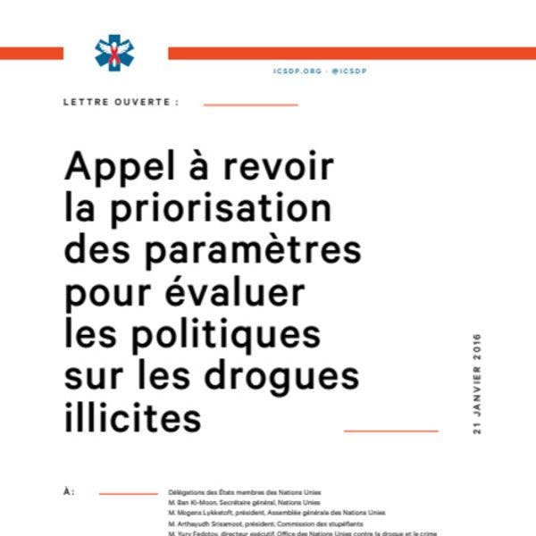 Un appel pour remettre en avant  des paramètres visant à évaluer les politiques des drogues