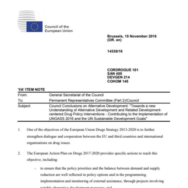 Council of the European Union conclusions on alternative development