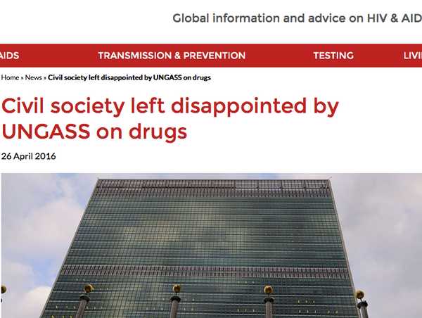 Civil society left disappointed by UNGASS on drugs