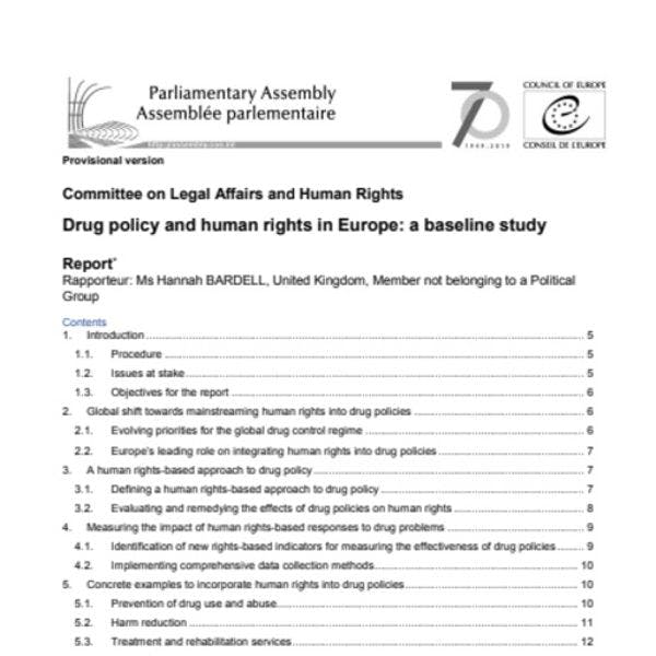 Les parlementaires du Conseil de l'Europe discutent de la politique des drogues et des droits humains