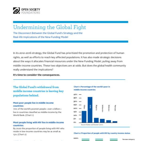 Socavando la lucha mundial: La brecha entre la estrategia del Fondo Global y las implicancias concretas del nuevo modelo de financiamiento 